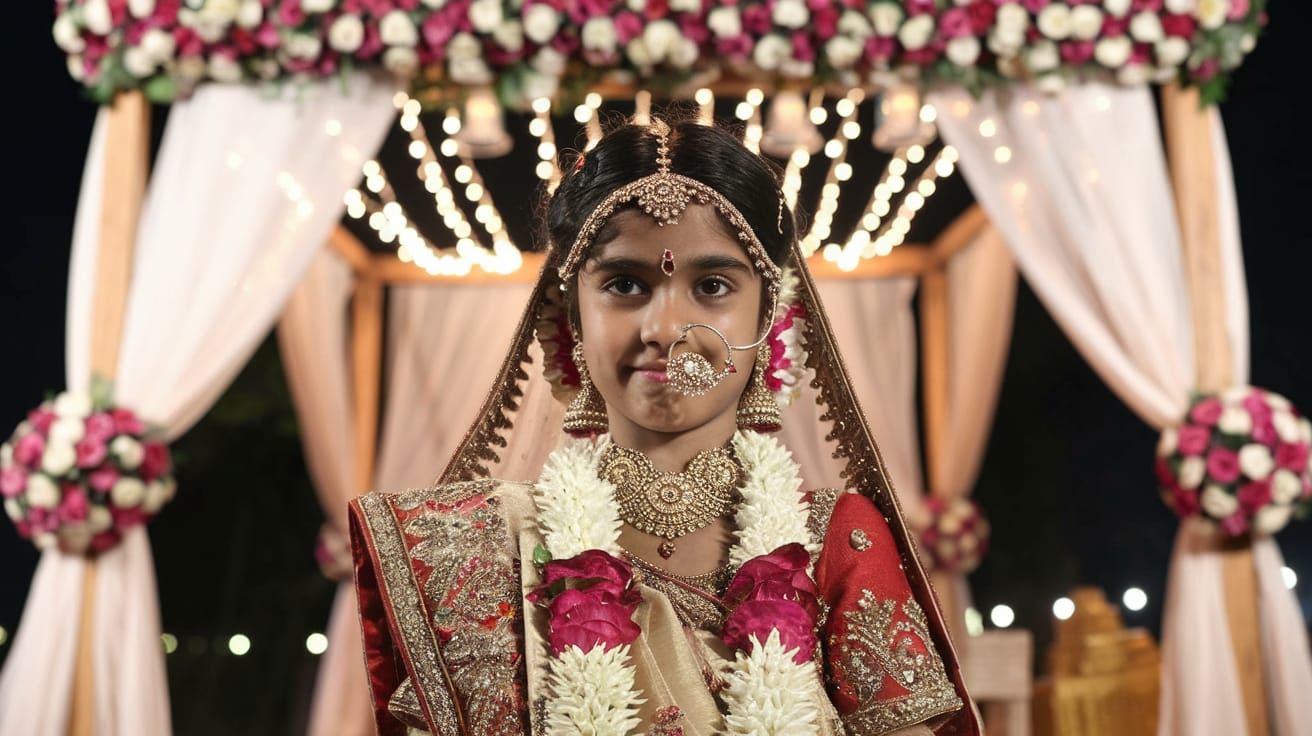 Indian Hindu Girl in Traditional Wedding Dress