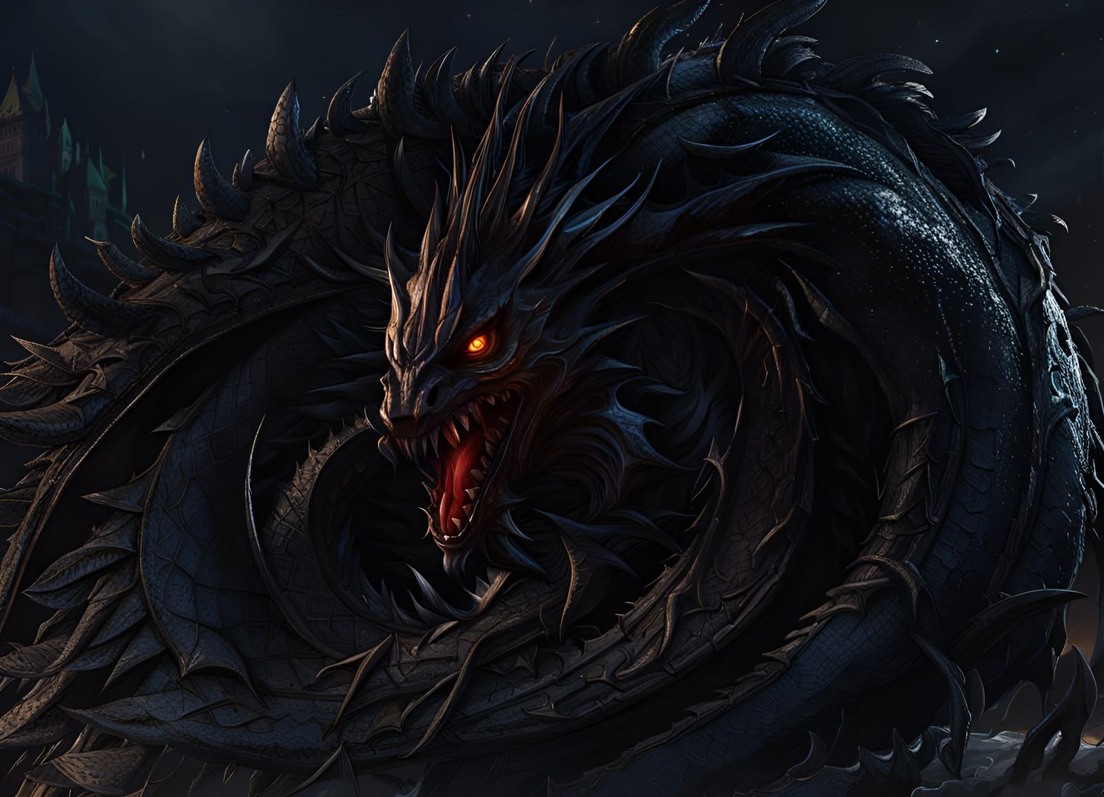 One VeryTicked Off Serpentine Black Dragon