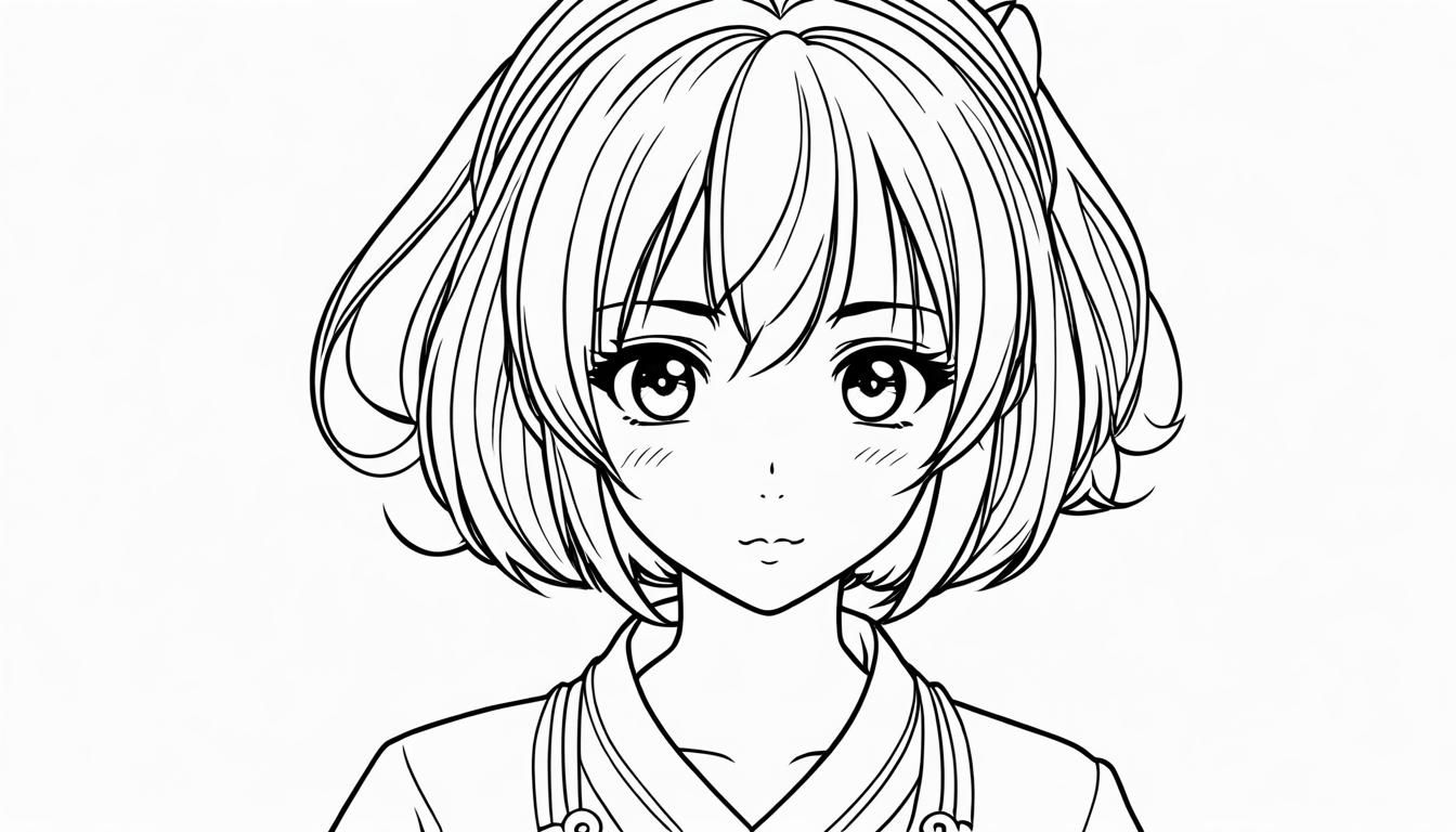 Minimalist Vector Art: Cute Anime Girl Drawing