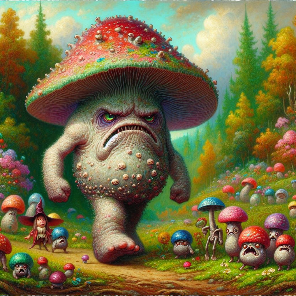 Fantastical Deathcap Mushroom Strolls Through Whimsical Gard...