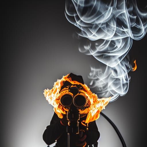 Fiery Smoke Diver: Professional Photography