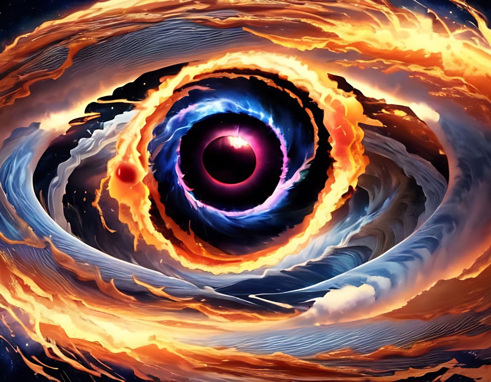 Galactic Eyeball in Swirling Black Hole, Cosmic Colors