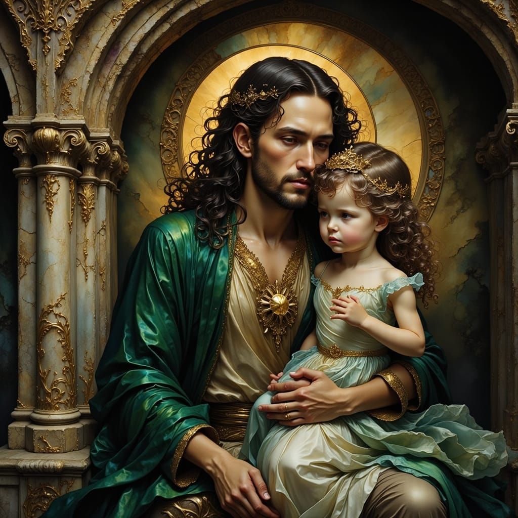 Mary in a Mystical Grotto Scene