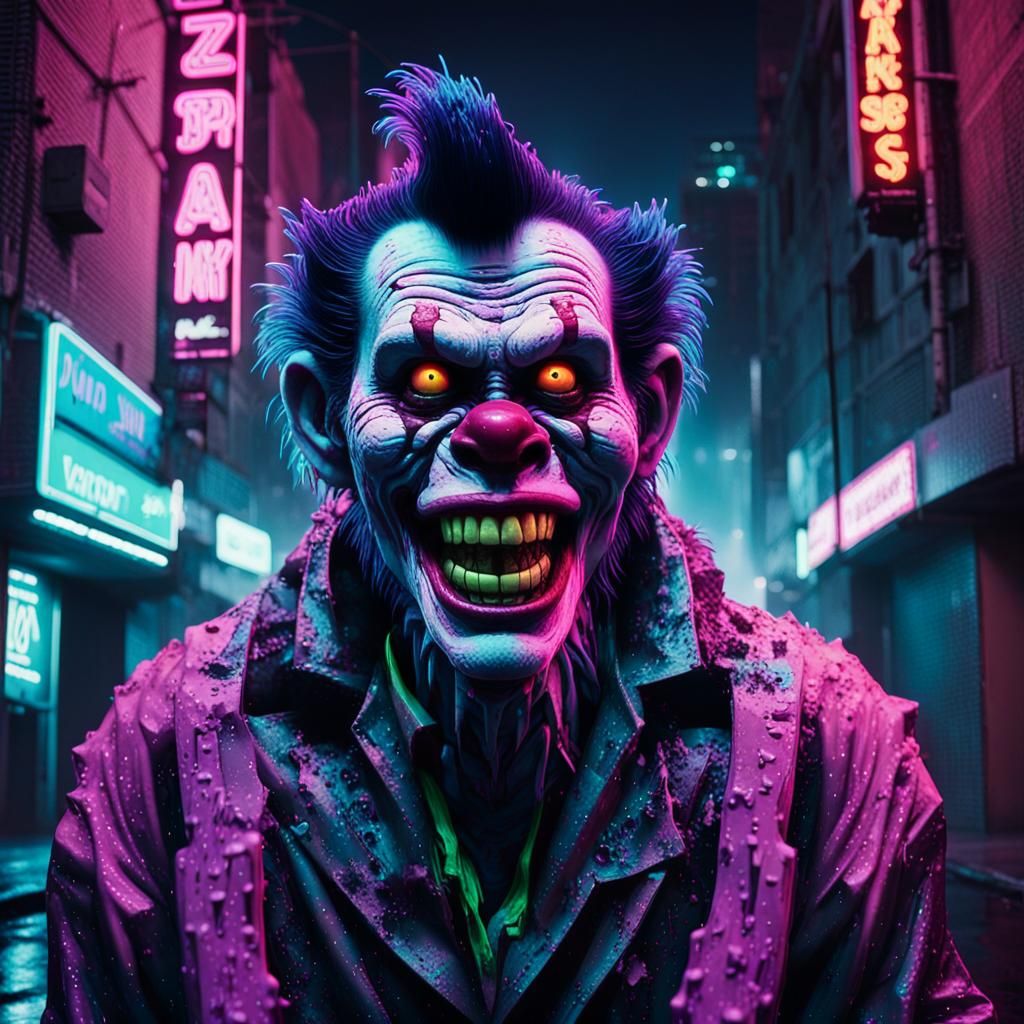 Cyberpunk Zombie Monkey Elvis in Neon Alleyway