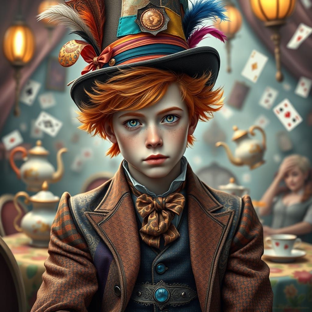 Dashing Young Man in Whimsical Tea Party Scene