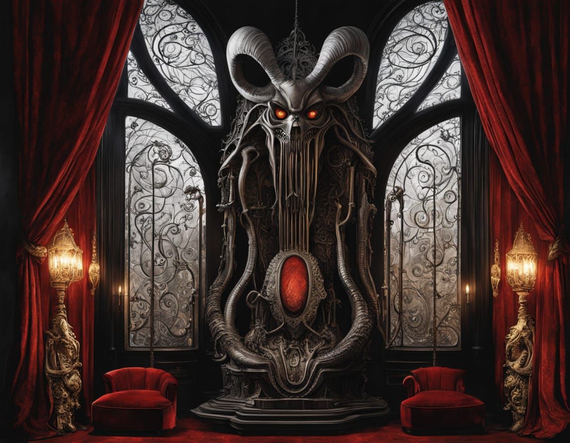 Victorian Demon Portrait in Biomechanical Art Style