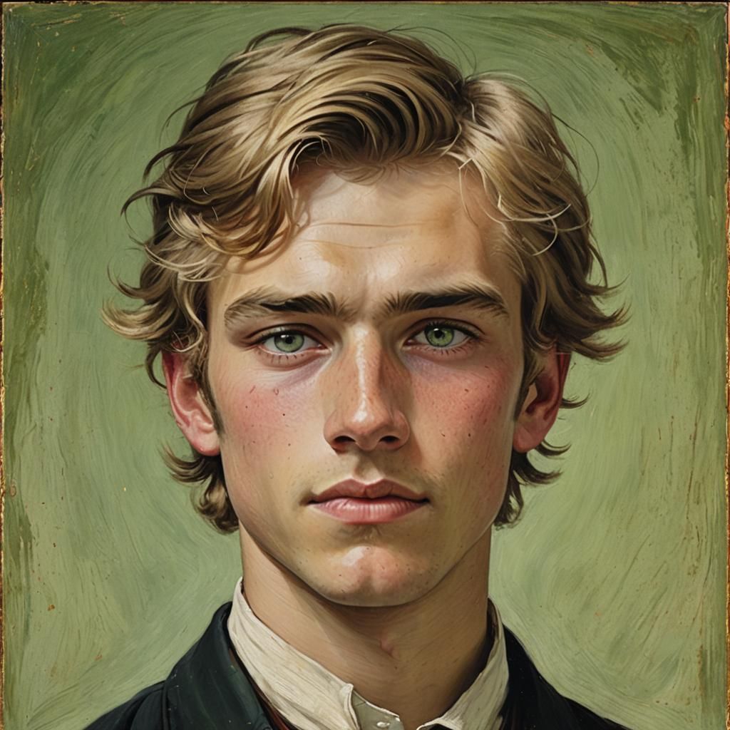 1800s Blonde Man: Oil Painting by James Gurney Style