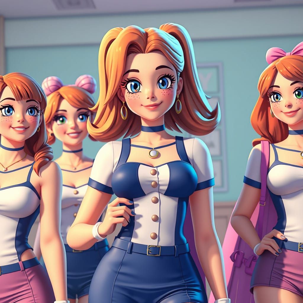 Regina George and the Plastics in Vibrant Anime-Inspired Sce...
