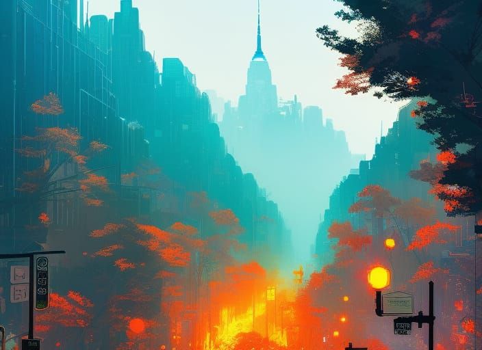 Volcanic Autumn in New York: Composite Art