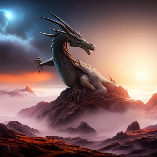 Epic Dragon Sky War: Detailed Matte Painting