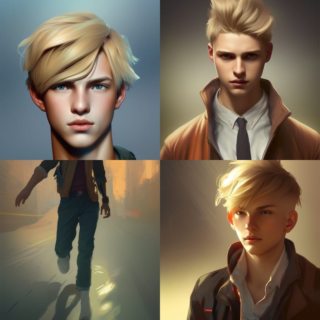 Hyperdetailed Portrait of a Blond Teenage Boy