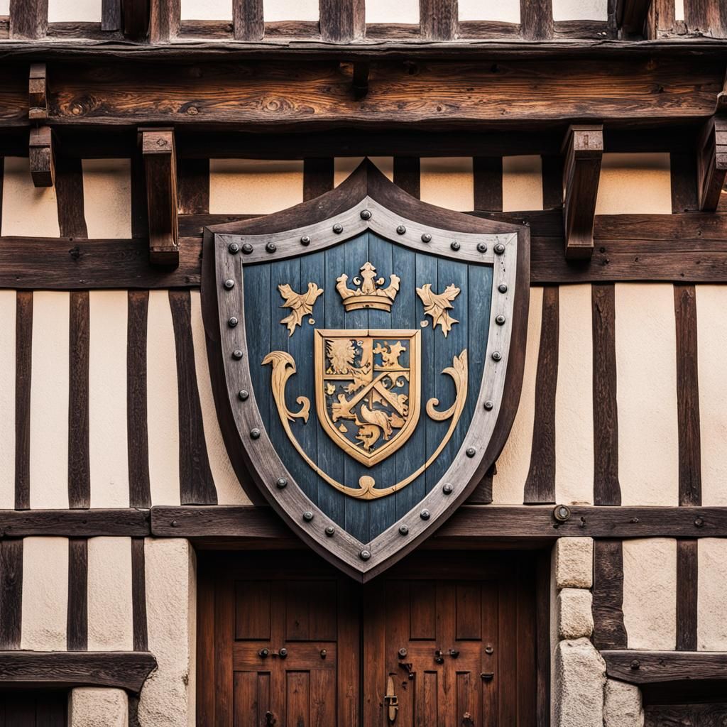 Medieval Carpenter's Guild Shield in Busy Alley