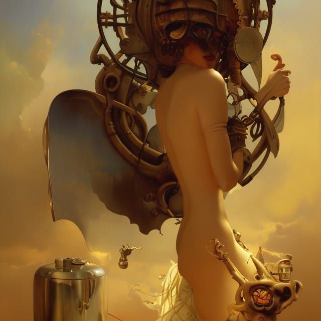 Surreal Steampunk Portrait in Oil on Canvas