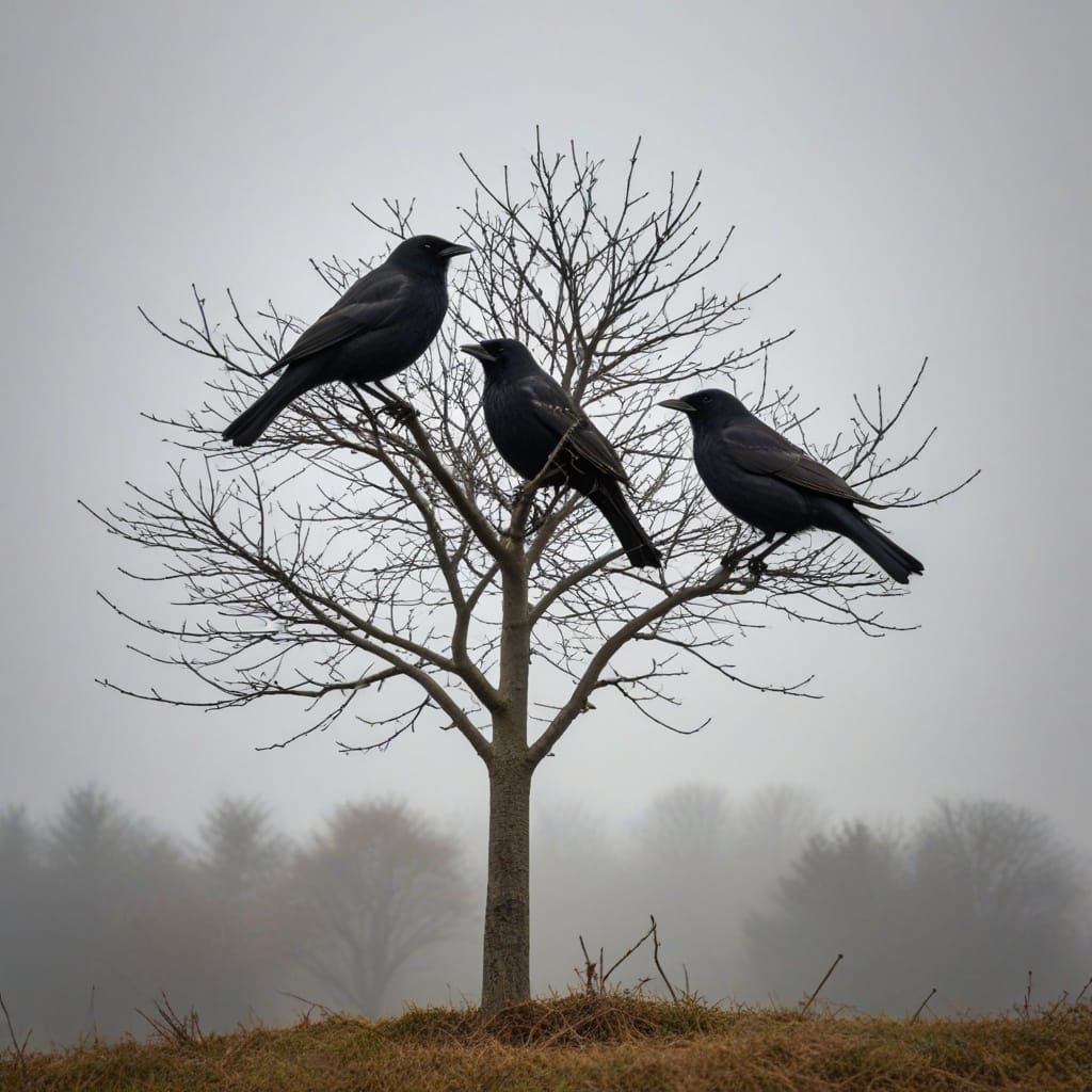 A Tree in which there are Three Blackbirds