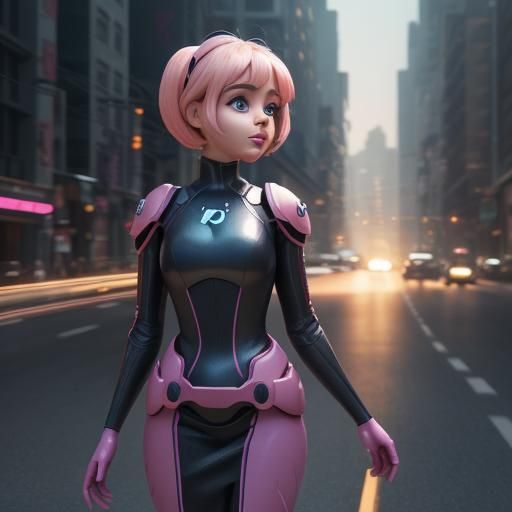 Beautiful Woman in Bodycon Dress as 3D Digital Art