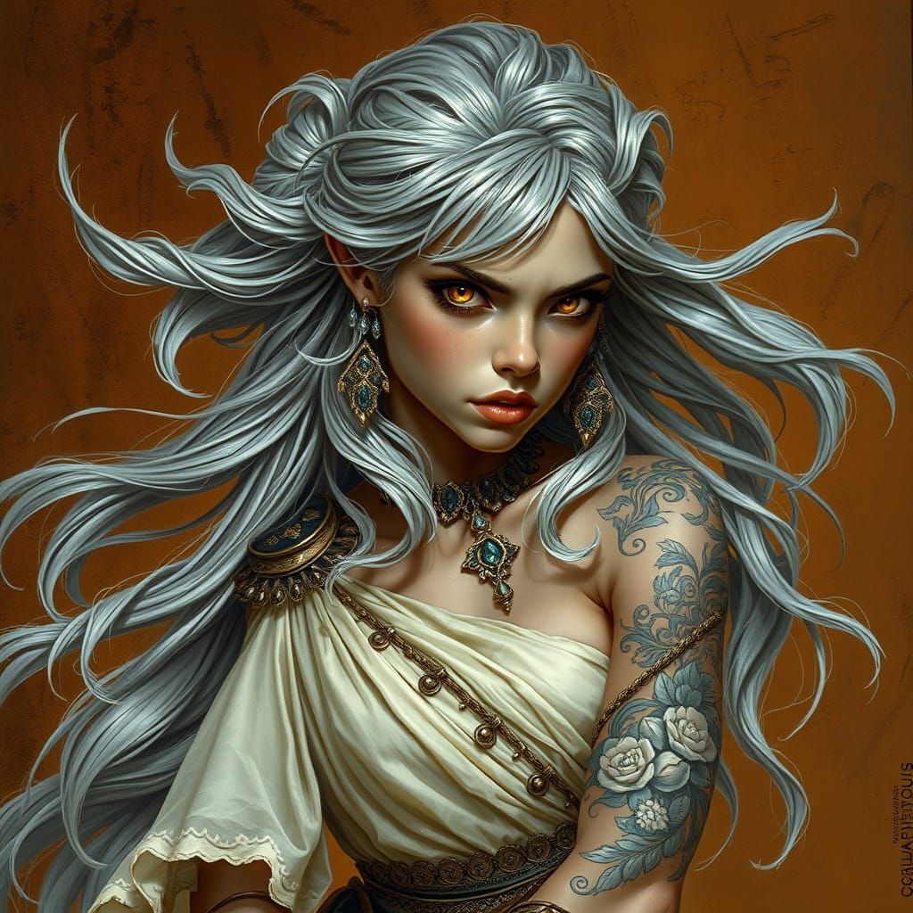 girl with molten silver hair