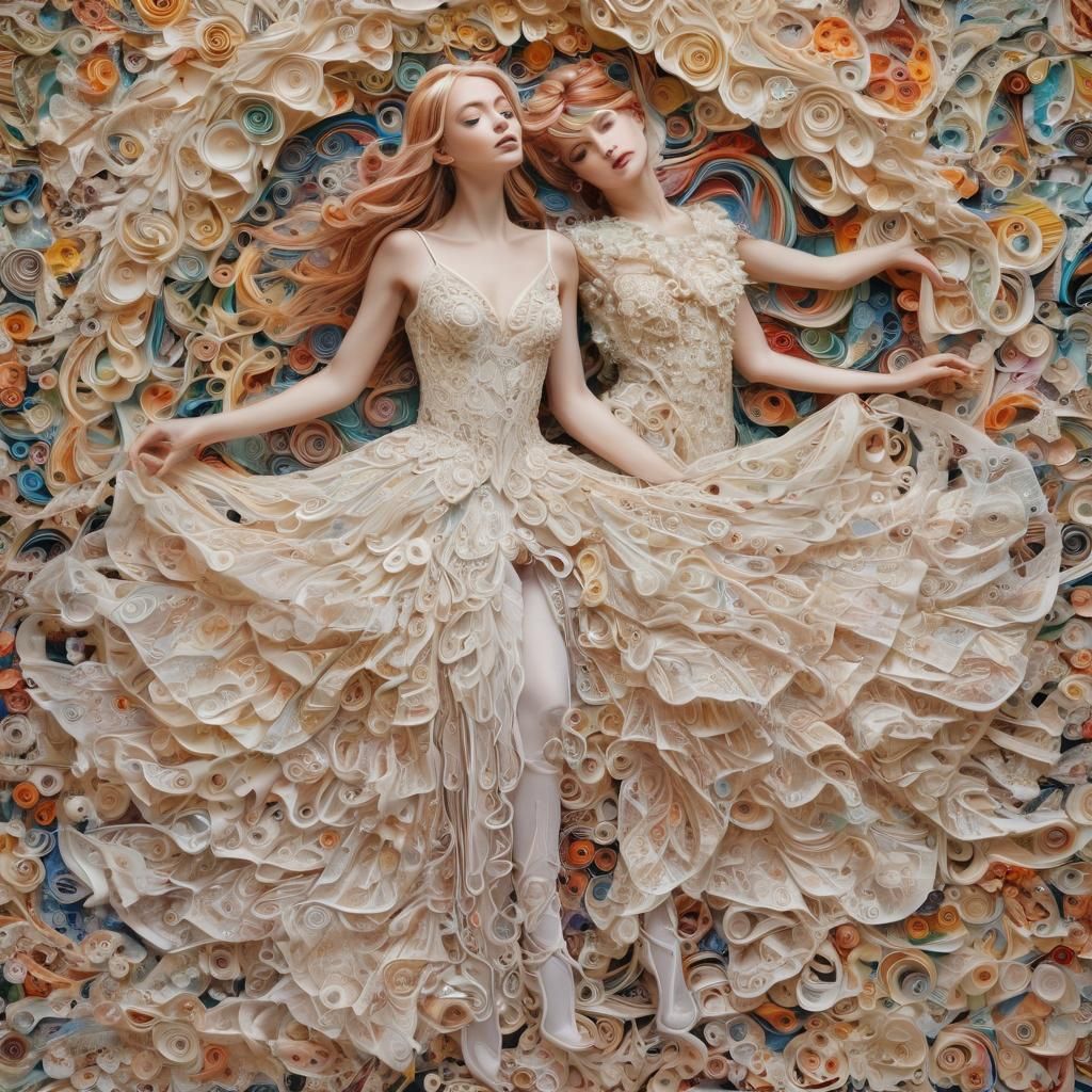 Psychedelic Dance of Quilled Tulle Masterpiece