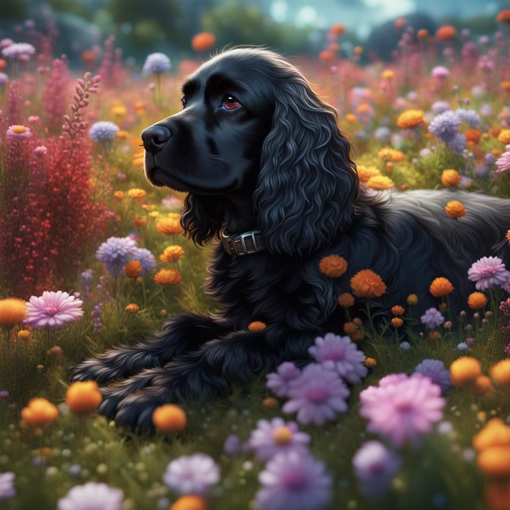 Futuristic Cocker Spaniel Puppy in Graffiti Art Style