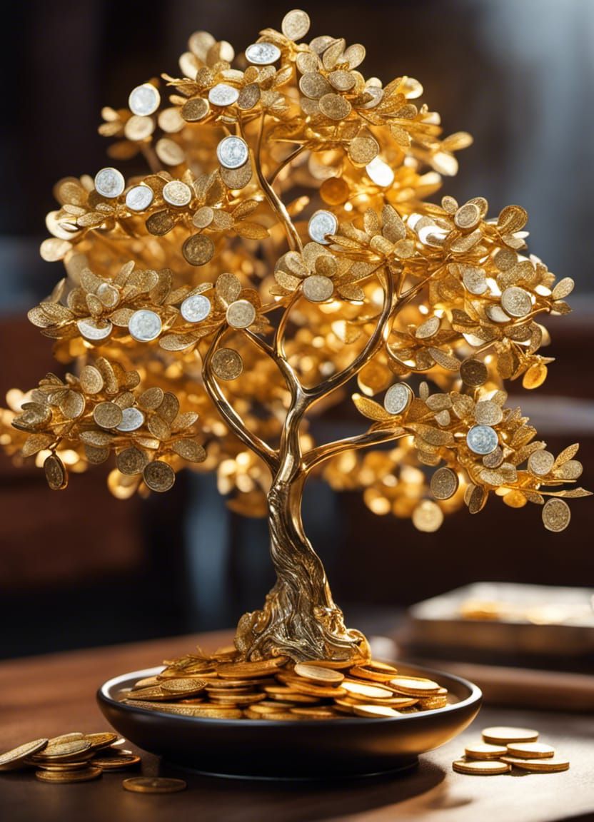Hyperrealistic Money Tree Still Life