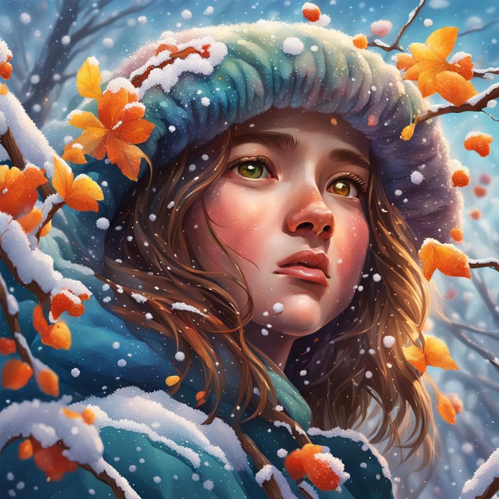 Spring Cracking Through Winter: Hyperrealistic Splash Art