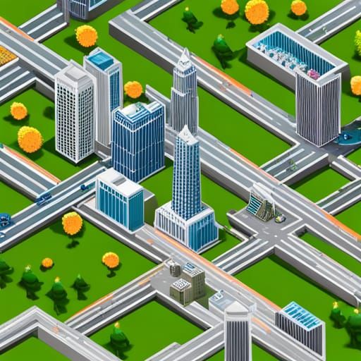 Futuristic Cityscape in Isometric Axonometric Projection