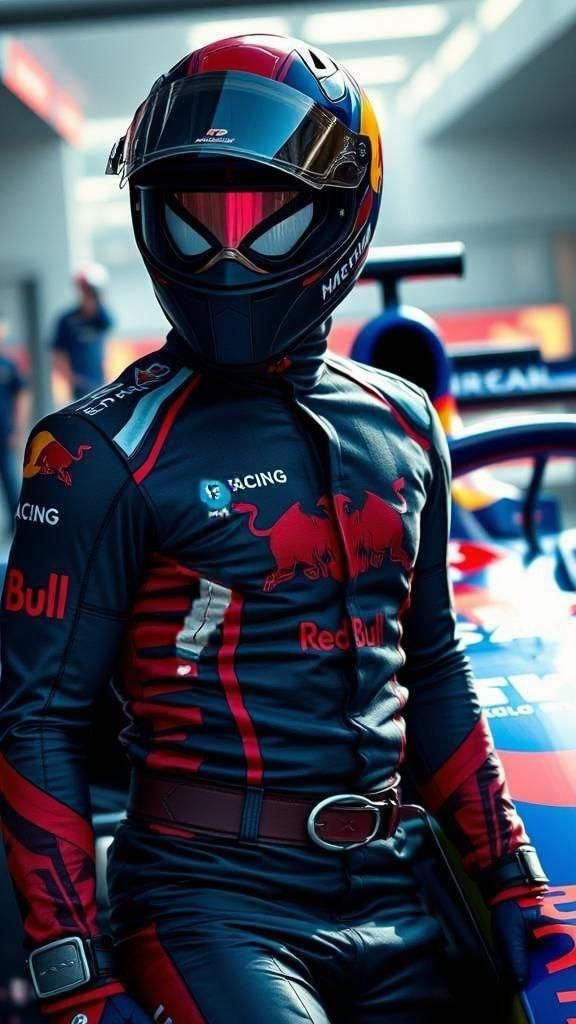 Spider-Man as F1 Driver: Cinematic Film Still
