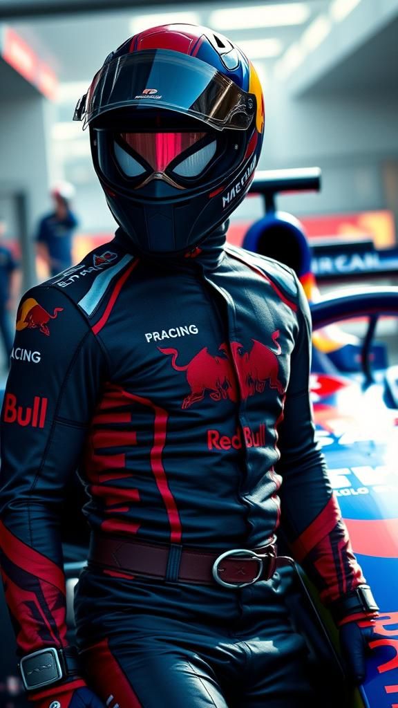 Spider-Man as F1 Driver in Red Bull Racing Livery