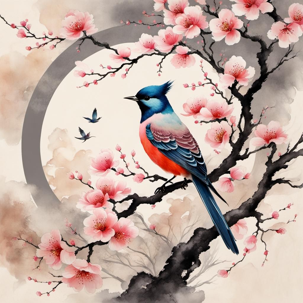 Dreamlike Chinese Goddess in Ink Painting Style