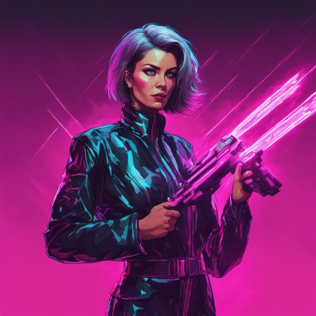 Sci-Fi Rebel Leader in Synthwave Neon Style