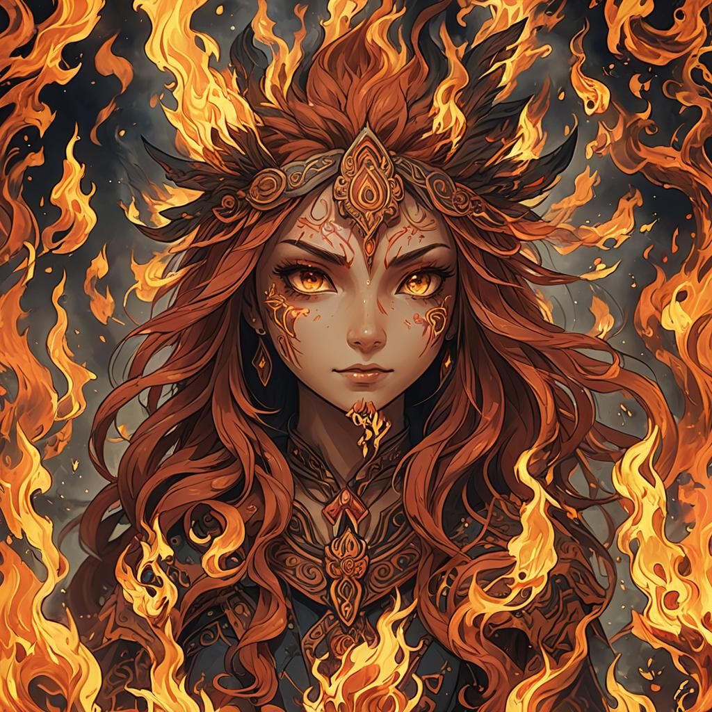 Mystical Fire Spirit in a Fantasy Artwork