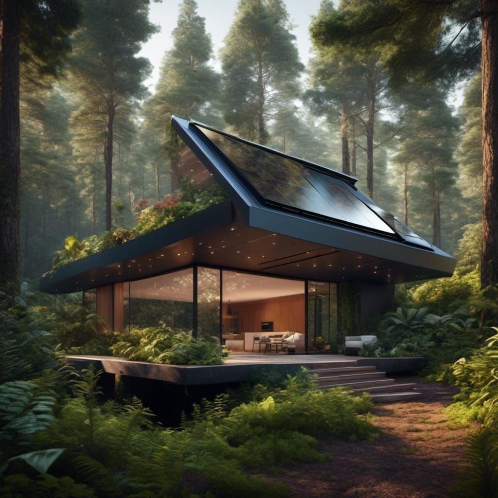 Modern Solar Panel Installation in Forest