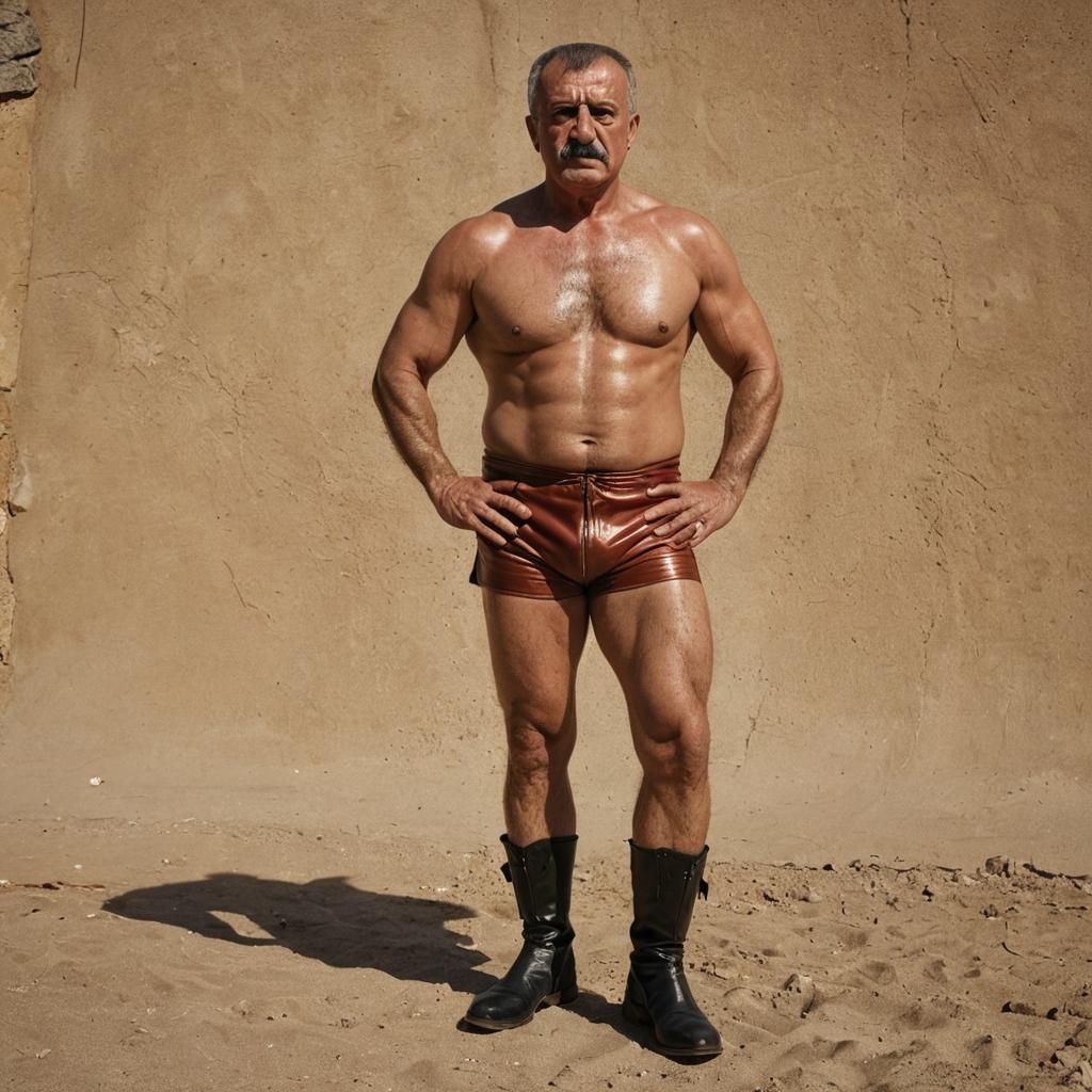 Turkish Wrestler Poses Defiantly in Hyperrealistic Digital A...