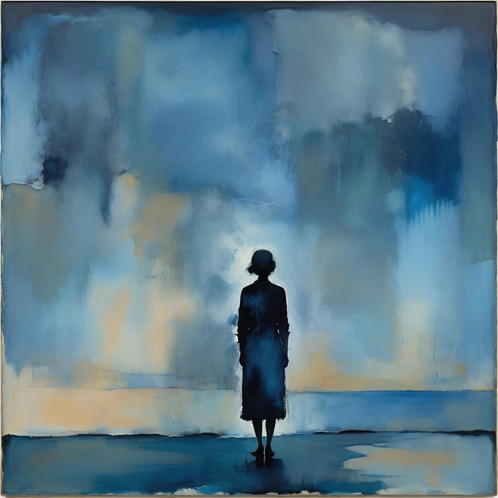 Abstract Expressionist Woman in Moonlight