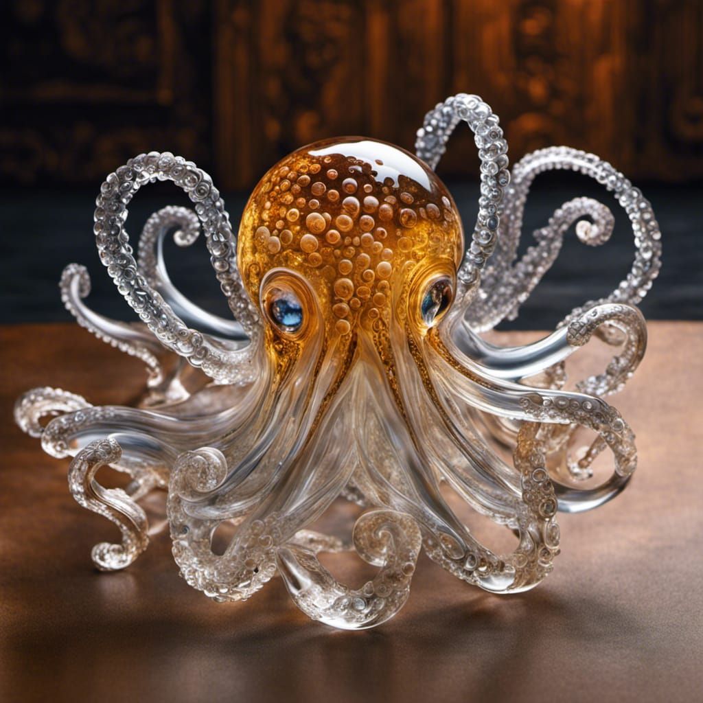 Crystal Clear Glass Octopus in Murano Style