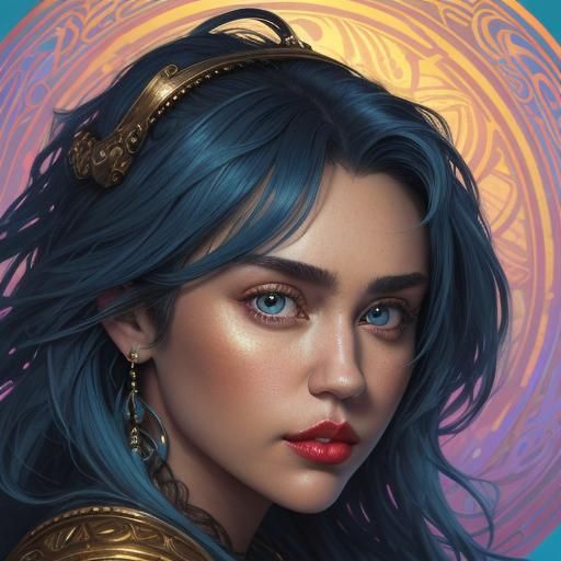 Hyper-Realistic Portrait in Art Nouveau Style