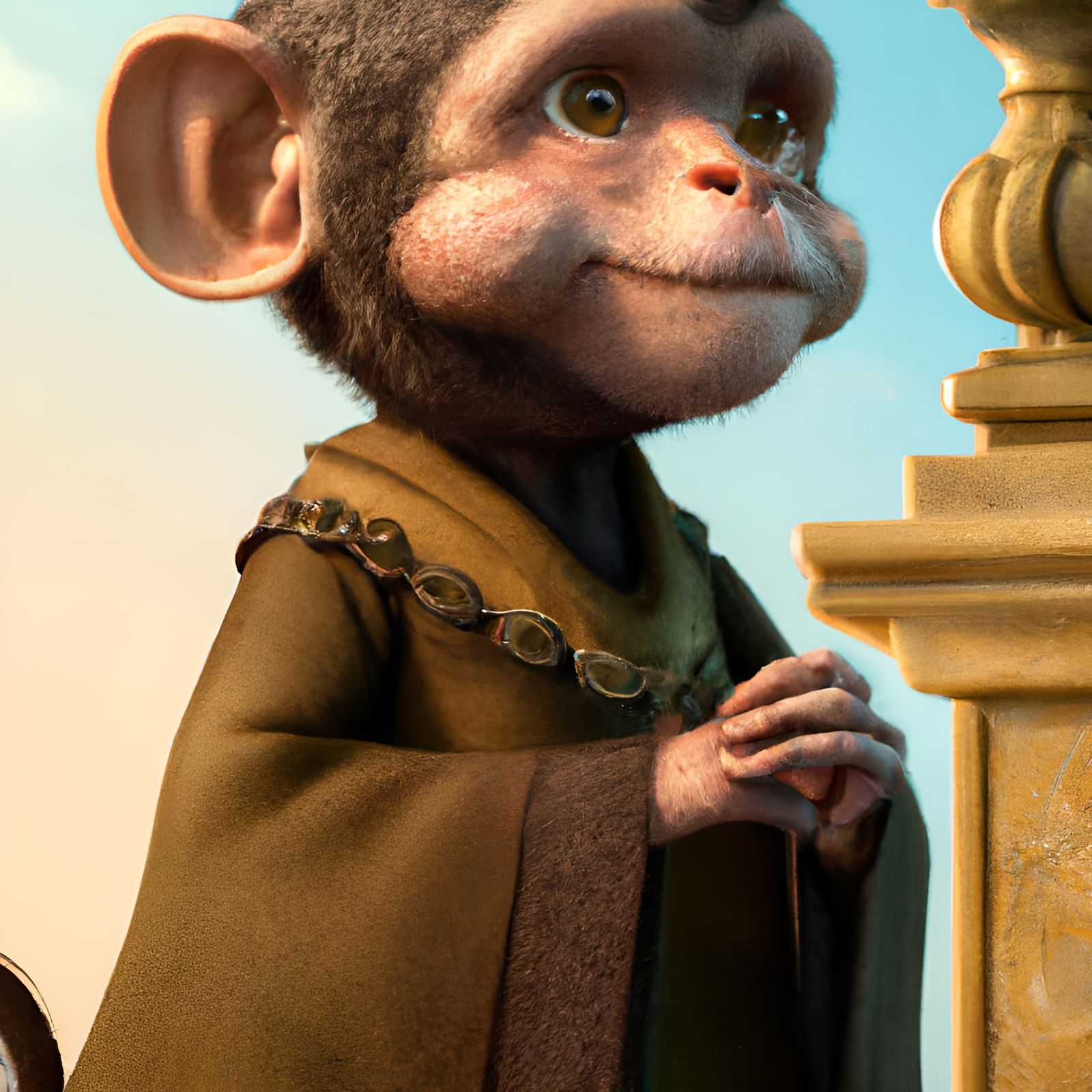 Monkey Monk Portrait in Detailed 3D Style