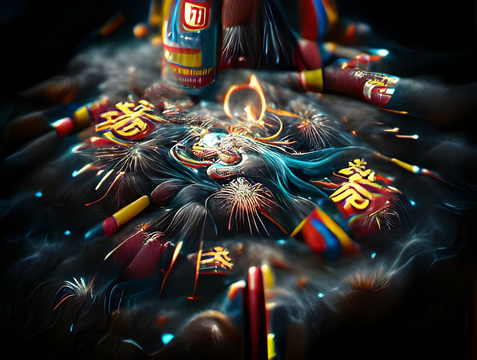 Thangka Style Fireworks Display in High Definition