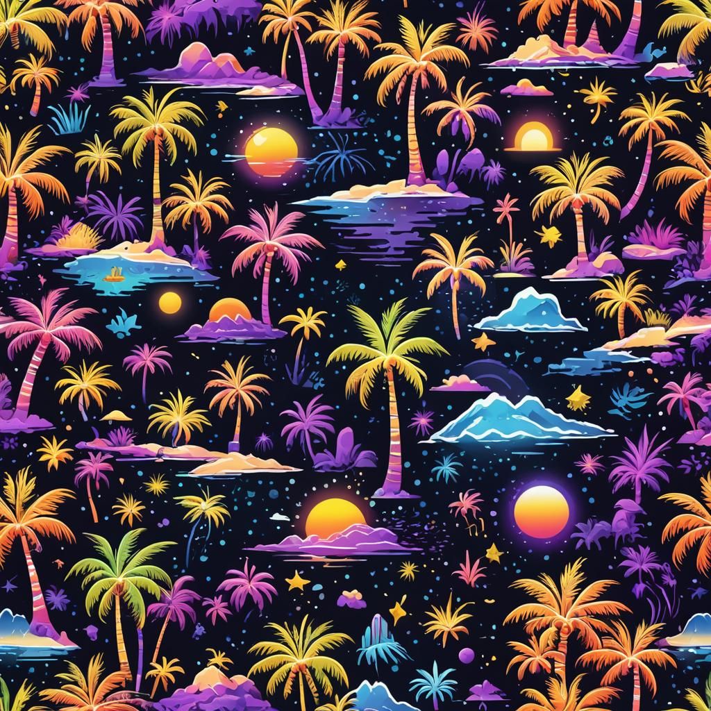 Whitehaven Beach Icons in Rainbow Dot Matrix Style