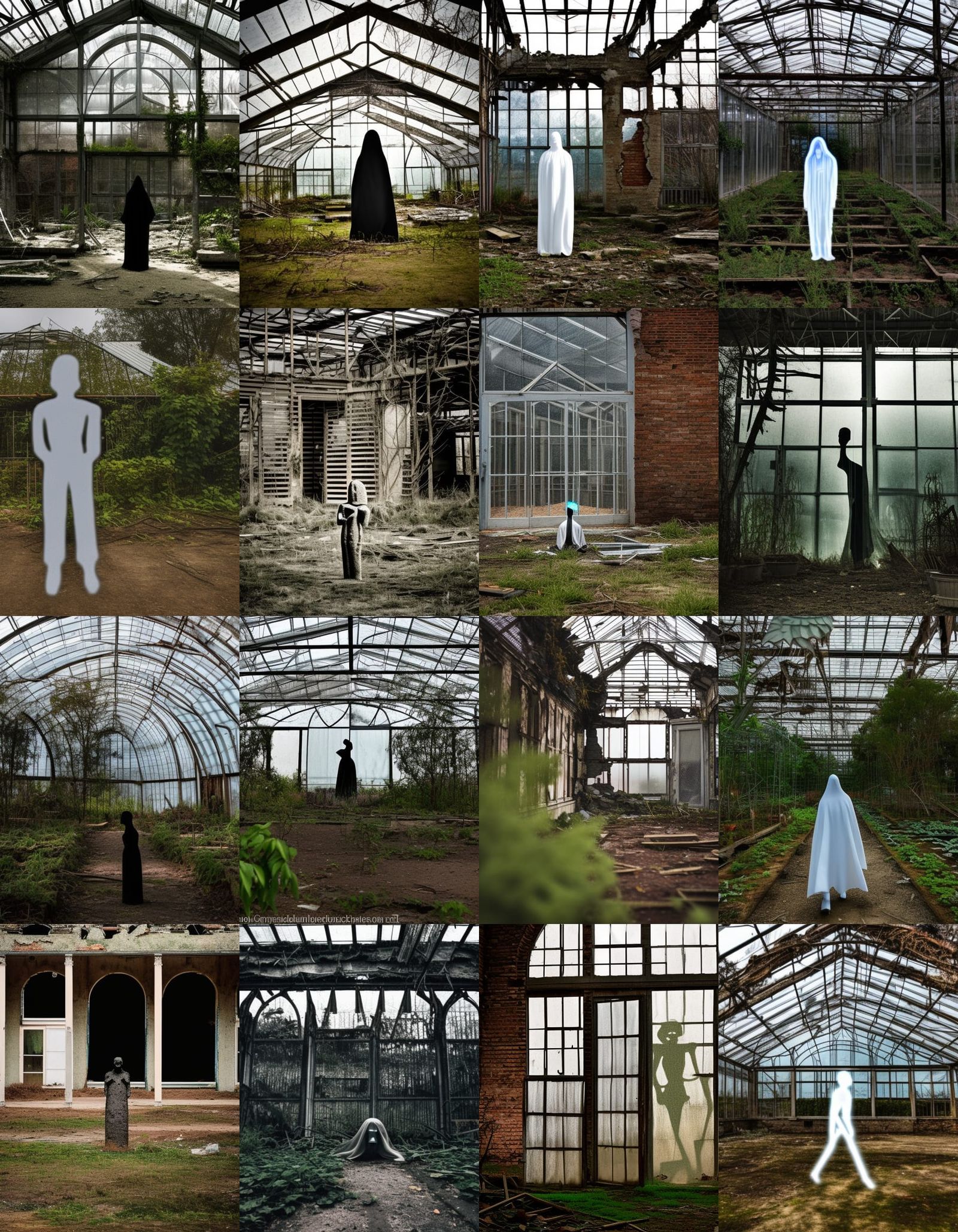 Ghostly Figure Haunts Greenhouse Ruins