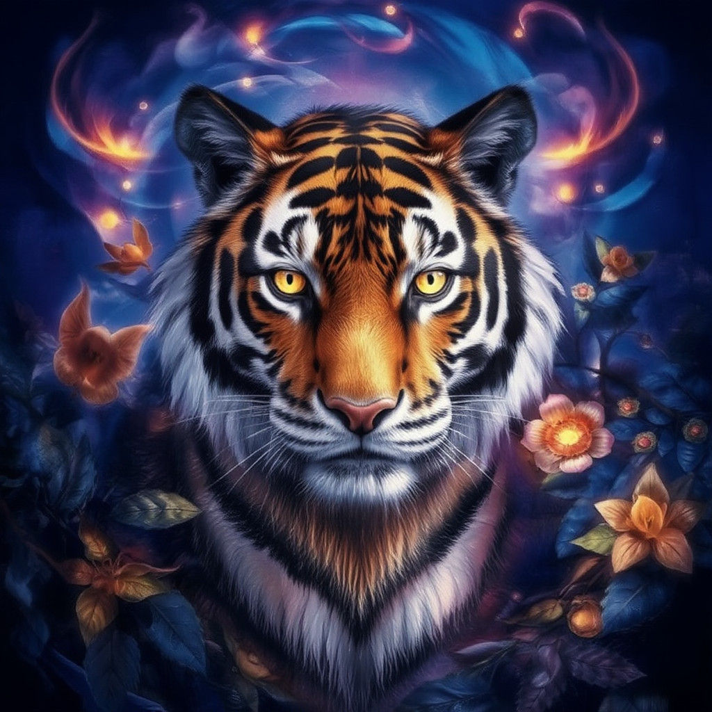 Golden-Eyed Tigress in Mystical Landscape, Concept Art