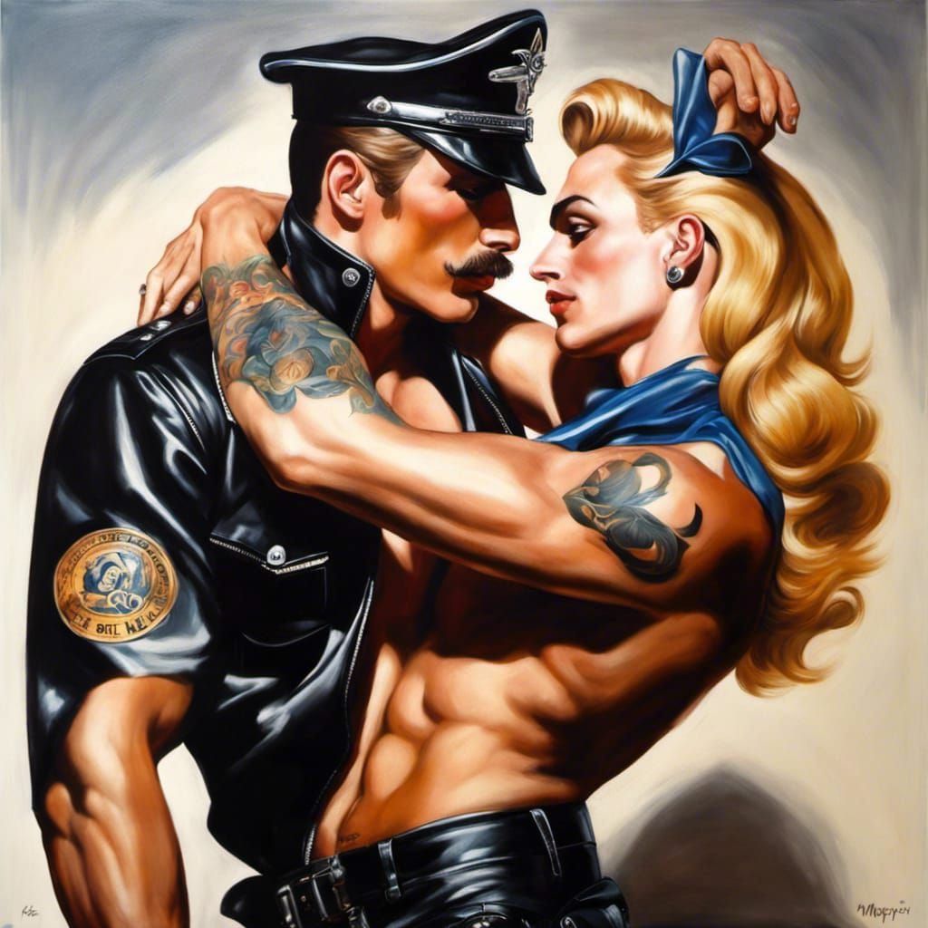 Polychromatic Oil Painting: Gothic, Emo Men in Love