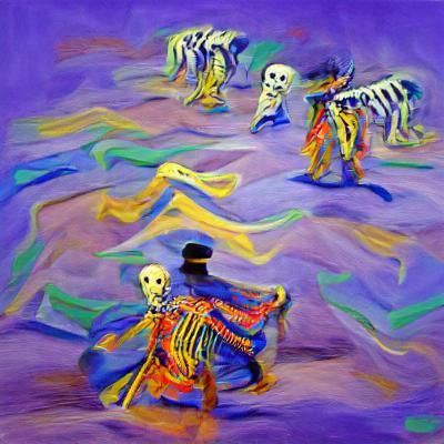 Skeletons Ghost Dance in Fauvist Style