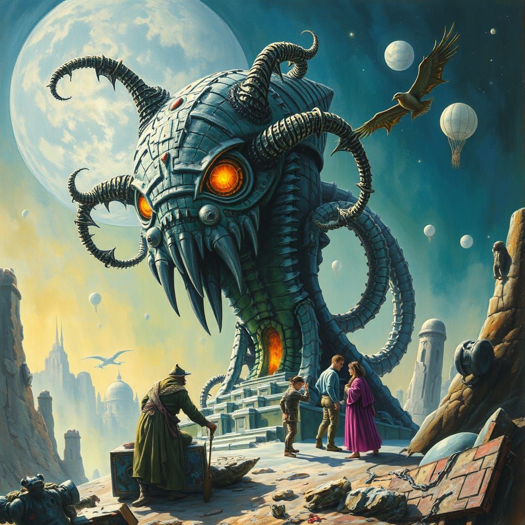 Surreal Biomechanical Landscape in Fantasy Style