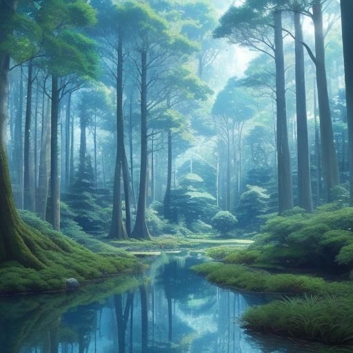 Magical Forest Scene in Anime Style