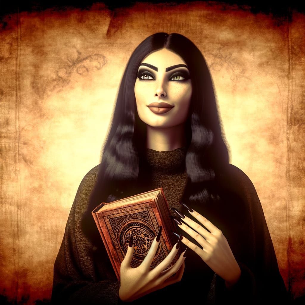 Mystical Middle-Eastern Witch with Ancient Book