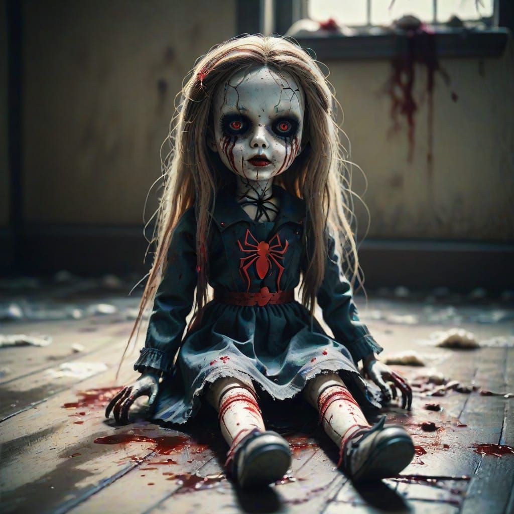 Creepy Doll in a Haunting 35mm Film Aesthetic