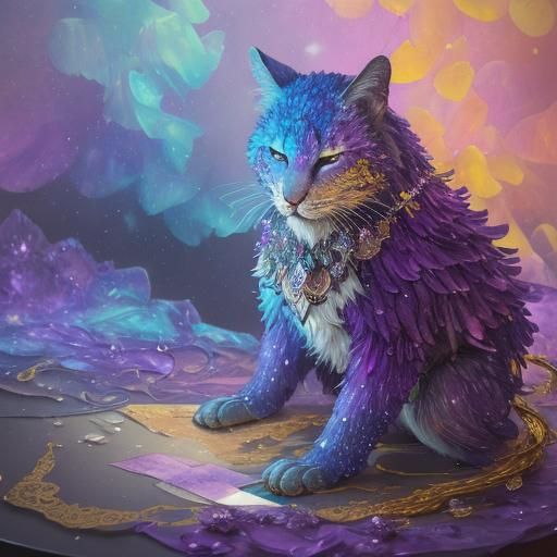 Rainbow Lights on Golden Poetry Scroll