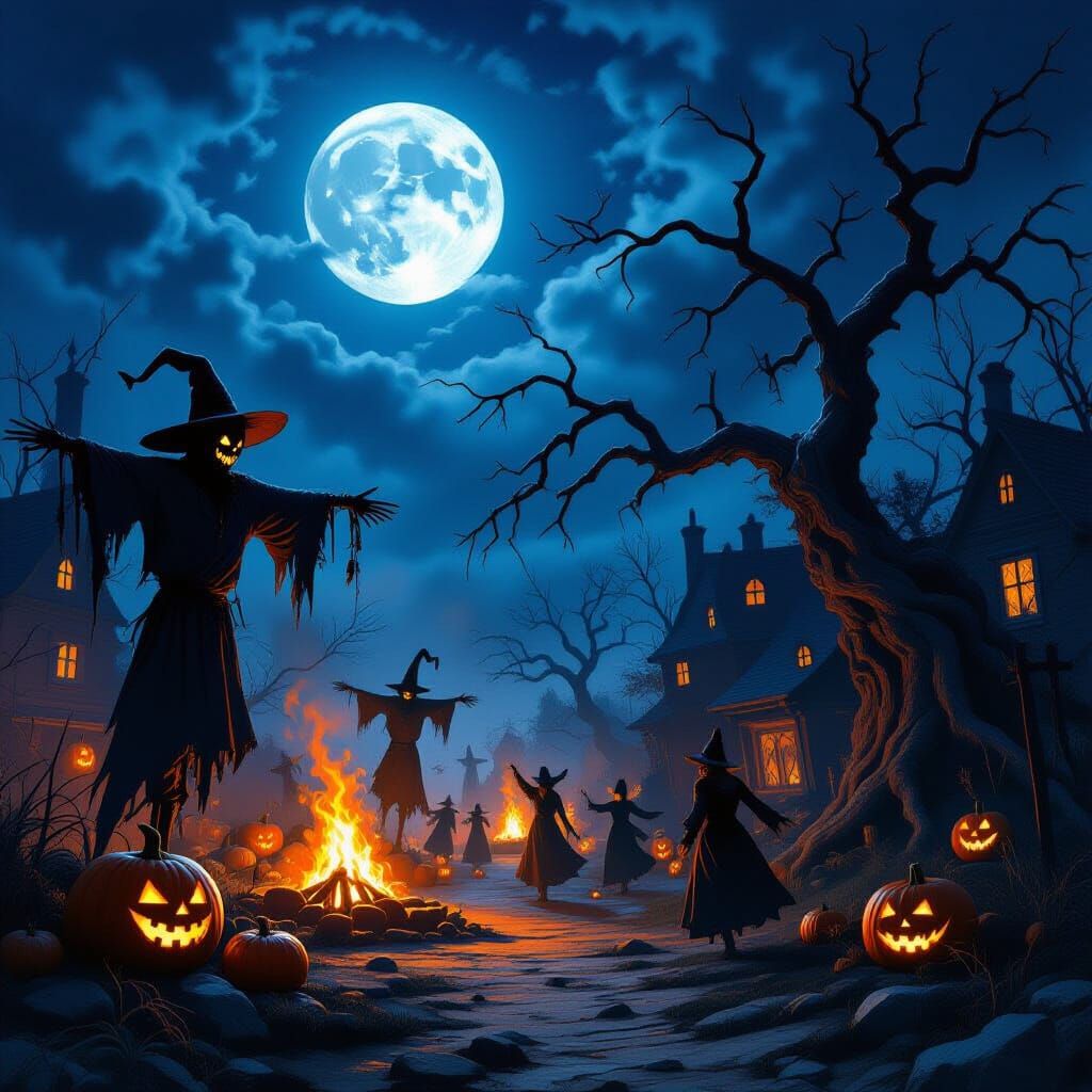 Haunted Harvest Festival at Night