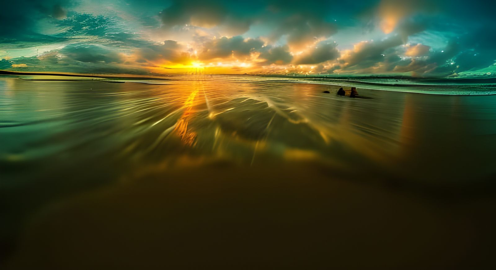 Sunset Beach: Hyperrealistic Concept Art