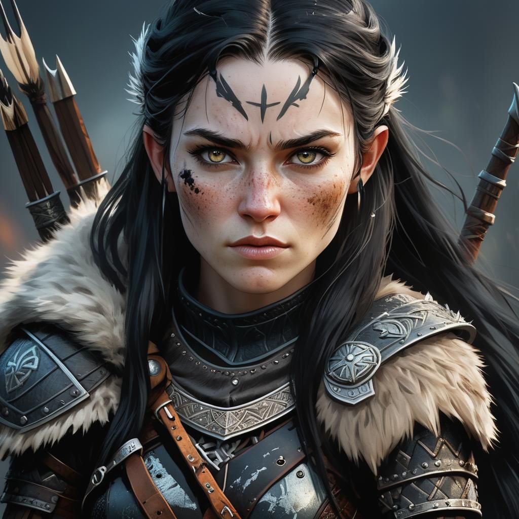 Viking Archer Portrait with Intricate Leather Armor